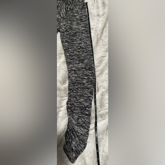 Max Studio Heather Gray Deep V Neck Wrap Draped Open Sweater - Picture 6 of 9